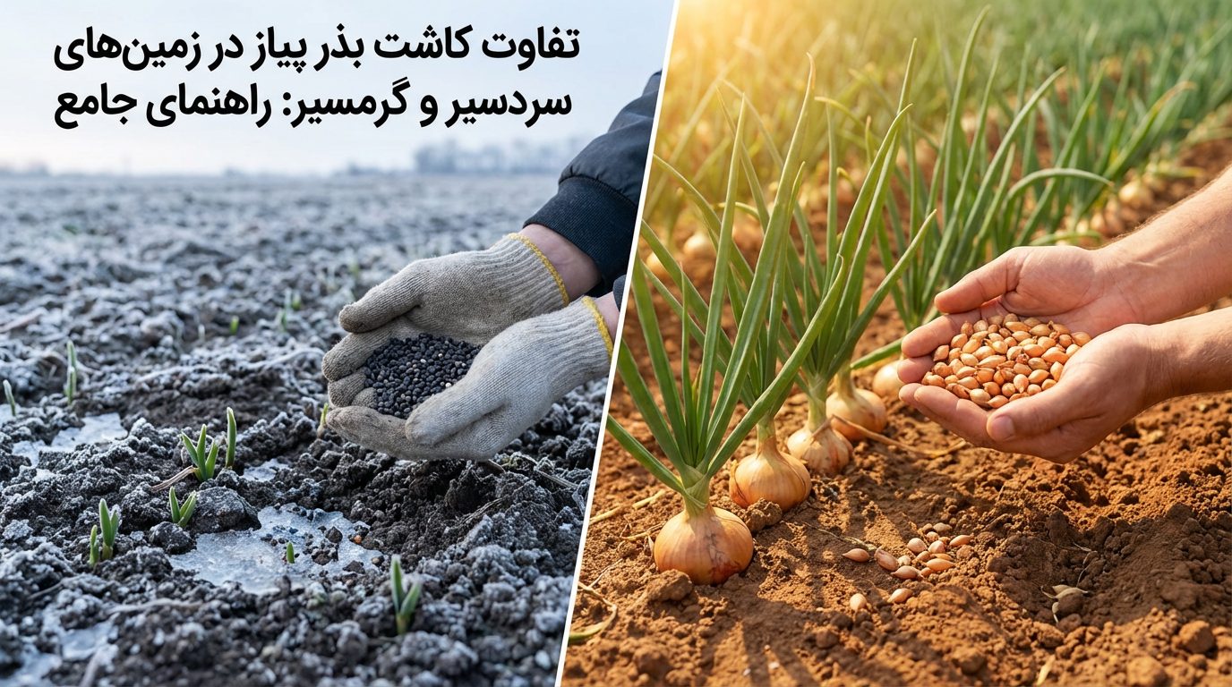 راهنمای جامع تفاوت کاشت بذر پیاز در زمینهای سردسیر و گرمسیر 1 راهنمای جامع تفاوت کاشت بذر پیاز در زمینهای سردسیر و گرمسیر