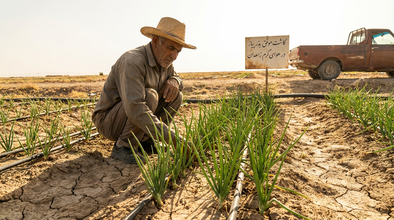 کاشت موفق بذر پیاز در هوای گرم زاهدان